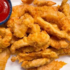 fried food with ketchup on the side