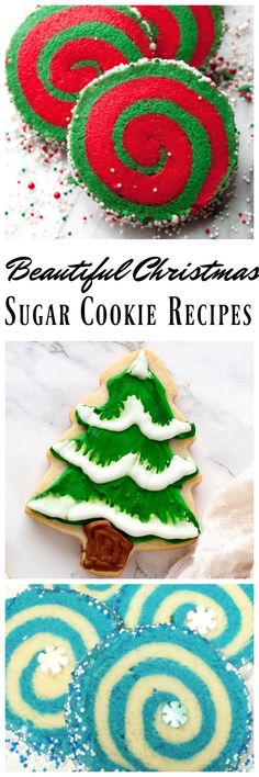 christmas sugar cookie recipe is shown in three different pictures