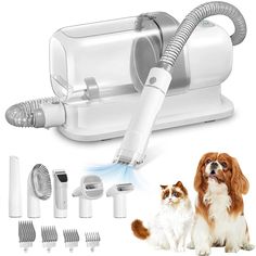 Groom Your Furry Friend with Ease and Efficiency Introducing the ATUBAN Pet Grooming Vacuum, the ultimate tool for keeping your pet's coat clean, healthy, and looking its best. This innovative device combines a powerful vacuum with a high-quality electric clipper, providing a complete grooming solution in one convenient package. Key Features: Powerful Vacuum Suction: Removes 99% of pet hair, ensuring a clean and tidy grooming experience. Large Dust Capacity: The 2.3L dust box accommodates all ty Dog Hair Vacuum, Pet Grooming Salon, Pet Hair Vacuum, Hair Dusting, Dog Brush, Cup Dog, Dog Clippers, Pet Vacuum, Grooming Salon