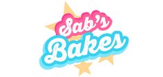 the words baby's bakes written in blue and pink with stars around it