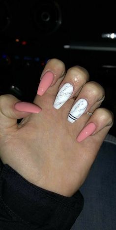 White Nails With Marble Design, Marble Acrylic Nails, Coffin Nails Matte, Water Nails, White Nail Designs, Marble Nails, Beauty Nail