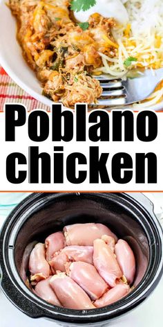 this is an easy recipe for poblaanoo chicken in the crock pot