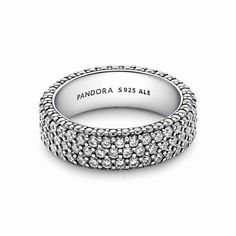 Maximize your sparkle with our hand-finished Pandora Timeless Pavé Triple-row Ring. Crafted from sterling silver, this stand-out ring features three rows of clear cubic zirconia around the center and one row facing outwards around each side, creating a slightly rounded square profile that sparkles from every angle. Wear it on its own or stacked with other Timeless Pavé rings to create as bold of a look as you want. Pandora Set, Charms Disney, Royal Chain, Pandora Pave, Pandora Essence, Bracelet Tennis, Rounded Square, Custom Pendants, Pave Ring