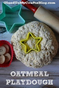 an oatmeal playdough with cookie cutters