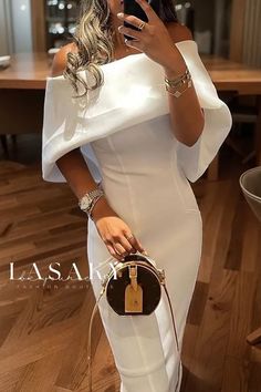 Lasaky - Elegant Off-the-Shoulder Evening Gown for a Stylish Look Mode Prints, Cape Designs, Long Dresses Elegant, Prom Dresses Elegant, 파티 드레스, Pencil Skirt Dress, Half Sleeve Dresses, Rock Design, Hip Dress