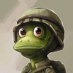 an illustration of a frog wearing a helmet