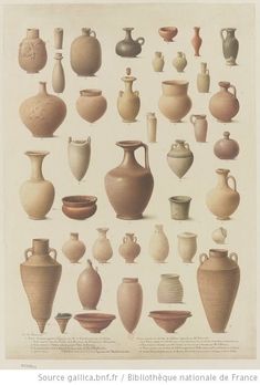 an antique print of vases and bowls from the 19th to early 20th century by french school