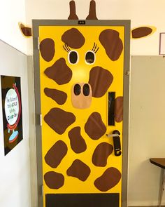 a door decorated to look like a giraffe