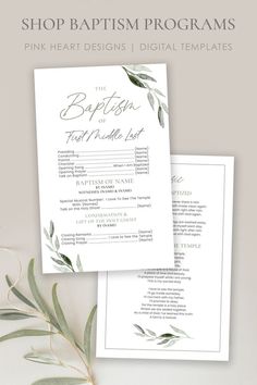 LDS Baptism Program | 1/2 Sheet
Add a special touch to your son or daughters baptism day with this elegant baptism program. Easily add your text to the program template and print today! 

DEMO design NOW!

#ldsbaptism #baptismdecoration #BaptismProgramLDS #LDSbaptismprogram Baptism Announcement, Opening Prayer, Baptism Decorations, Baptism Invitation, The Program