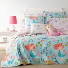 Create a picture perfect master suite with this stunning bedding from Levtex. Create a picture perfect master suite with this stunning bedding from Levtex Home. Reversible Fun mermaid patternTWIN 2-PIECE SET Quilt: 66'' x 86'' Sham: 20'' x 26''FULL/QUEEN 3-PIECE SET Quilt: 88'' x 92'' Two shams: 20'' x 26'' (each)CONSTRUCTION & CARE Cotton Machine wash (spot clean pillows) Imported Color: Blue. Gender: female. Age Group: adult. Kids Sheet Sets, Mermaid Bedroom, Kids Sheets, Mermaid Room, How To Clean Pillows, Kids Bedding Sets, Green Quilt, Twin Quilt, Big Girl Rooms