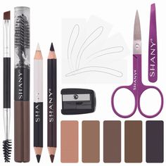 The SHANY Brow Chicka Brow 17-piece eyebrow set is a versatile makeup kit that will help you to achieve the eyebrows of your dreams. This makeup set, which contains everything you need to create the best brows possible, is perfect for anyone from makeup newbies to beauty professionals. Find or create your perfect brow shade in our selection of five powders, ideal for blondes, redheads, brunettes, and dark-haired beauties. Create perfectly precise lines with two of the dual-ended pencils, which h Beauty Kits, Mini Scissors, Makeup Cases, Perfect Brow, Makeup Beginners, Brow Powder, Contour Kit, Powdered Eyebrows, How To Color Eyebrows