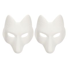 two white plastic masks on a white background