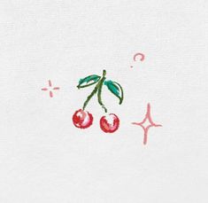 a drawing of two cherries on white paper