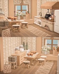 the kitchen and dining room are in different stages of being made into a dollhouse