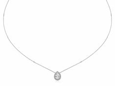 This exceptionally beautiful 1.20 ct diamond pendant gives you an exceptional combination of size, brilliance, and beauty. You can dress it up or dress it down. It has such an elegant design. The 1 ct pear cut diamond poised in the center is appraised at F-I1, colorless and eye clean. The diamond is accented by a halo of round diamonds set around it in a micropave setting. It is mesmerizing! Pear Shaped Diamond Necklace, Diamond Necklace Pendant, Pear Pendant, Round Diamond Setting, Pear Cut Diamond, Marquise Cut Diamond, Oval Cut Diamond, Pear Shaped Diamond, Eternity Band Diamond