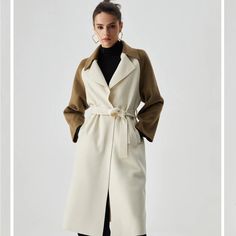 New With Tags! Commense Two-Tone Beige And Brown Wool Coat With Tie Belt. Size Small. Ordered Online And It Was Too Long For Me. Cream Winter Outerwear For Office, Trendy Cream Outerwear For Work, Cream Long Sleeve Outerwear For Office, Cream Outerwear With Lapel Collar For Work, Chic Cream Outerwear For Work, Cream Outerwear For Fall Workwear, Trendy Cream Outerwear With Lapel Collar, Cream Outerwear For Office In Fall, Cream Outerwear For Fall Office Wear