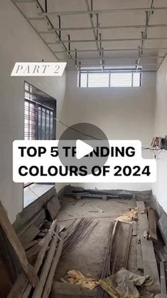 an empty room with the words top 5 standing colours of 2020 on it and in front of