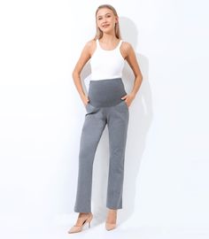 Maternity trouser pants are a comfortable and stylish option for pregnant women. These pants are designed to accommodate a growing belly, with a high waistband that sits above the belly and a comfortable, and a relaxed fit through the hips and thighs. The waistband is stretchy and elasticized to provide support and comfort throughout pregnancy as your bump grows. A favorite of our working moms' these pants are perfect for the hybrid mommy-office life as they can be dressed up with a blouse and heels for a chic office look, or kept casual with a t-shirt and sneakers. They are a versatile and practical choice for any stage of pregnancy and can be worn after pregnancy as well. Ultra big pockets will come in handy for your busy life. STYLE: PRPT-EL- Over the bump: super stretchy material with Fitted Maternity Pants Bump Friendly, Maternity Pants With Elastic Waistband, Bump Friendly Fitted Maternity Pants, Fitted Nursing Friendly Bottoms For Maternity, Fitted Nursing Friendly Maternity Bottoms, Nursing Friendly Fitted Maternity Bottoms, Maternity Stretch Bottoms With Elastic Waistband, Maternity Bottoms With Elastic Waistband And Stretch, Stretch Maternity Bottoms Bump Friendly