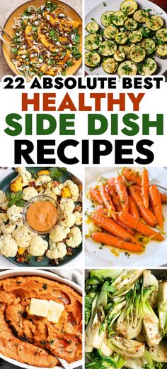 twelve healthy side dish recipes with text overlay