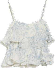 Spring Camisole Top With Ruffle Hem, Spring Ruffle Hem Camisole Top, Blue Ruffled Sleeveless Camisole, White Tiered Top With Ruffle Hem, Breezy Sleeveless Tops With Ruffles, Breezy Sleeveless Ruffle Tops, Spring Layering Camisole, Casual White Tiered Top, Flowy Summer Tops With Ruffled Straps