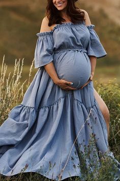 Plus Size Off-the-shoulder Two-piece Maternity Photoshoot Dress Maternity Photoshoot Dress, Intimate Maternity, Shower Sizes, Holiday Photoshoot, Fit Skirt, Maternity Dresses For Photoshoot, Growing Belly, Skirt Trends