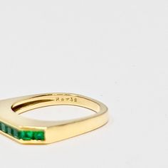 J Marshak 18K Gold Ring with 10 Square Emeralds (includes appraisal, Value: $2,000) Designer = J Marshak Size = 5.5 Material = 18K Gold Gemstone = Emerald Condition = Excellent Class = Premier Location: Glencoe Item Number: 11405-1390 Item ID: 287635 Category: Ring Suit Shoes, 18k Gold Ring, Loafer Mules, Pump Sandals, Cardigan Tops, Piece Dress, Handbag Backpack, Item Number, Evening Bags