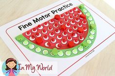 a watermelon themed fine motor practice activity