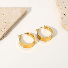 Discover the sleek appeal of Gold Flat Hoop Earrings, handcrafted in 18k gold plating. These modern earrings feature a flat hoop design, offering a contemporary twist to the classic hoop. Ideal for adding sophistication to any look. Modern Gold Plated Hoop Earrings With Polished Finish, Modern Gold Plated Polished Hoop Earrings, Modern Gold-plated Hoop Earrings, Minimalist Gold Plated Hoop Earrings With Polished Finish, Modern Tarnish Resistant Hoop Earrings, Modern Matte Gold Hoop Earrings For Everyday, Matte Gold Modern Hoop Earrings For Everyday, Modern Gold Plated Round Hoop Earrings, Modern Round Gold Plated Hoop Earrings