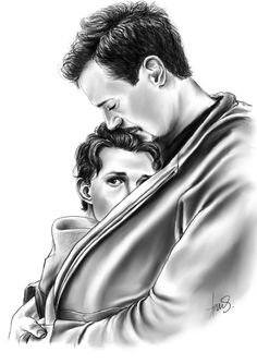 a pencil drawing of a man and woman