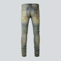 Make a statement with our 2023 Spring-Summer Collection of cracked patch skinny men's jeans. and take your street style to the next level! These mid-waist. stretchy jeans feature a zipper and button closure for a perfect fit. complete with a unique vintage vibe.Why You'll Love It Vintage Vibe: With a unique cracked patch detail. these jeans provide a subtle nod to the past while still staying on-trend. Street Style: Crafted for the modern fashionista. these jeans make a statement with their clas Medium Wash Slim Fit Bottoms For Streetwear, Distressed Slim Fit Bottoms For Streetwear, Slim Fit Distressed Bottoms For Streetwear, Urban Slim Fit Denim Blue Bottoms, Slim Fit Jeans For Streetwear, Urban Slim Fit Denim Jeans, Urban Style Slim Fit Denim Jeans, Denim Patterns, Stretchy Jeans