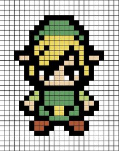 the legend of zeon pixel art is shown in black, yellow and green colors