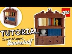 a book shelf made out of legos is shown with the instructions to make it look like