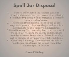 the words spell jar disposal are written in black and white