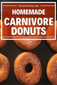 homemade carnivor donuts with powdered sugar on top in a black box