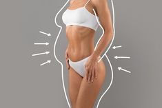 Conceito de lipoaspiração contorna com setas ao redor do corpo feminino magro em cueca branca | Foto Premium Beyond Diet, Reduce Hips, Perfect Figure, Dream Body, Plastic Surgery, Body Weight, Healthy Lifestyle