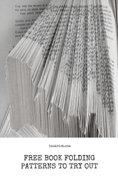 an open book with the words free book folding patterns to try out in black and white