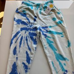 Brand New Spiritual Gangster Tie-Dye Laguna Sweatpants Xs Wash In Cold Water And Hang To Dry Cotton/Spandex Matching Sweatshirt Available Blue Summer Sweatpants For Loungewear, Blue Relaxed Fit Sweatpants For Spring, Matching Sweatshirts, Spiritual Gangster, Cotton Spandex, American Girl, Track Pants, White Blue, Pant Jumpsuit