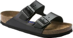 Classic Black Sandals With Adjustable Strap, Casual Double Strap Leather Sandals, Classic Black Double Strap Sandals, Classic Black Footbed Sandals With Leather Footbed, Classic Leather Footbed Sandals With Adjustable Fit, Classic Adjustable Slides With Leather Footbed, Classic Adjustable Leather Footbed Sandals, Comfortable Leather Footbed Sandals For Everyday, Casual Black Double Strap Slides