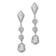 Empress and Noble Cut CZ Wedding Dangle Earrings in Silver Plating Cubic Zirconia Bridal Earrings, Royal Diamond, Dangle Earrings Wedding, Bridal Jewelry Vintage, Bridal Wedding Earrings, Wedding Bridal Jewellery, Cubic Zirconia Earrings, Art Deco Earrings, Cz Earrings