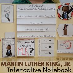 martin luther king jr interactive notebook for kids to practice his writing skills and read alouds