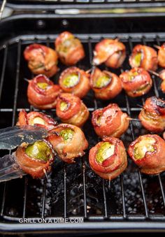 the food is being cooked on the grill