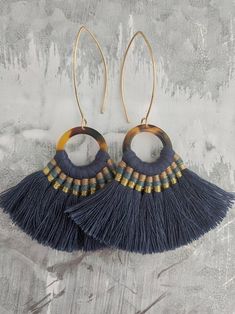 Blue Fringe Earrings As Gift, Blue Fringe Earrings For Gift, Blue Fringe Dangle Chandelier Earrings, Beach Dangle Chandelier Earrings With Tassels, Bohemian Blue Tassel Chandelier Earrings, Blue Bohemian Tassel Drop Earrings, Bohemian Blue Fringe Chandelier Earrings, Blue Dangle Tassel Earrings With Fringe, Bohemian Blue Chandelier Earrings With Fringe