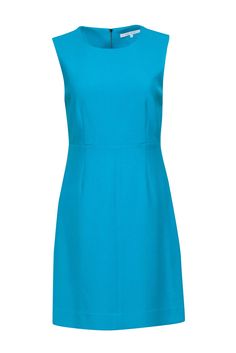 Current Boutique-Diane von Furstenberg - Turquoise Sleeveless Sheath Dress Sz 8 Elegant Knee-length Turquoise Dress, Elegant Turquoise Knee-length Dress, Elegant Sleeveless Turquoise Dress, Copenhagen Living, Unique Person, Simple Work, French Girl Chic, Office Wardrobe, Work Dress