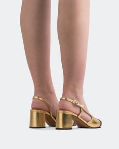 Detail(s): Almond Toe Ankle Strap 2.25" Heel Material(s): Leather Metallic Upper Leather Padded Insole Leather Lining Handmade in Spain  Color(s): Gold Metallic Gold Leather, Metallic Leather, Ankle Strap, Gold Metal, Almond, Genuine Leather, Spain, Womens Sizes, Paris