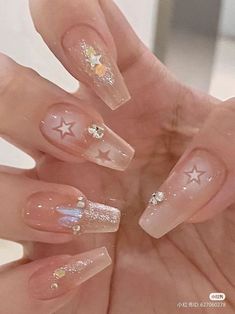 Temu Nails, K Nails, Classy Acrylic, Korean Nails, Blush Nails, Long Acrylic