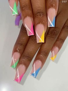 Follow me for more styles 💕 Get ready to rock Barbie theme with our stunning nail designs, from vibrant summer nails to elegant prom nails, back to school nails and festival-inspired nail art. Express yourself through your nails and let your fingertips shine! Slant Nail Design, Colorful Nail Designs Square, Colorful Nail Ideas Acrylic, Summer Color Nails Gel, Summer Nail Inspo Black Women, Medium Coffin Shape Nails Summer, Summery Nails 2022, Nails Acrylic Bright Colors, Dope Nail Designs Coffin