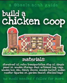 an advertisement for the build a chicken coop materials program, which includes instructions on how to