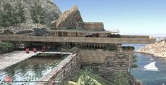 an artist's rendering of a house on top of a cliff