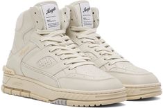 Axel Arigato: Beige Area Hi Sneakers | SSENSE Axel Arigato, Logo Stamp, Canvas Sneakers, Luxury Streetwear, High Top, Patch Logo, High Tops, Light Grey, Women Wear