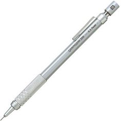 a silver pen with a black tip